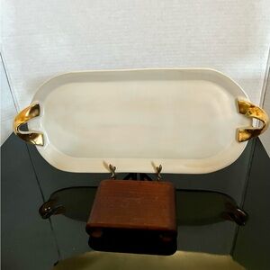 Heath Ceramics Ivory and Gold Oval Tray